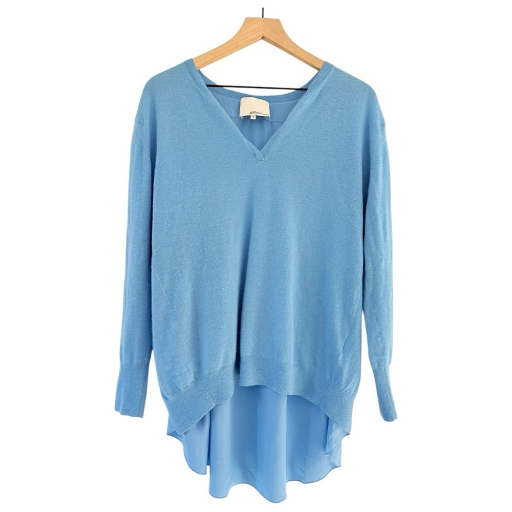 3.1 Phillip Lim Merino Cashmere Silk Layered Sweater Tunic Blue Size S